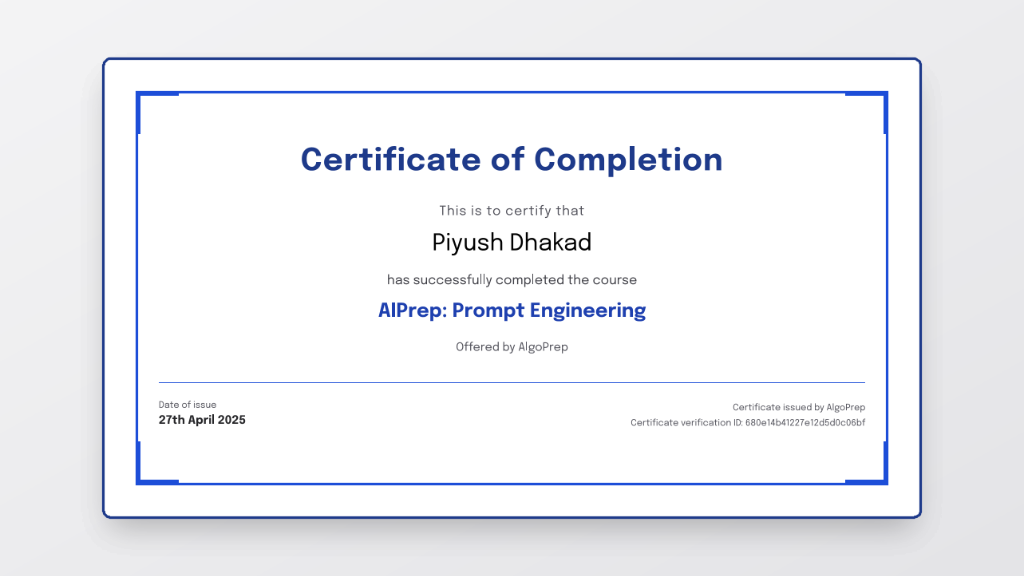 AlgoPrep Prompt Engineering Certificate