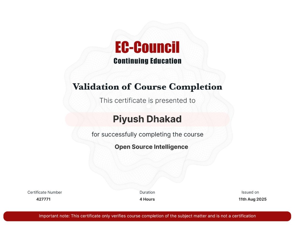 EC-Council OSINT Certificate